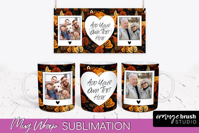 Fall Photo Frame Mug Wrap - Autumn Mug Sublimation Sublimation OrangeBrushStudio 