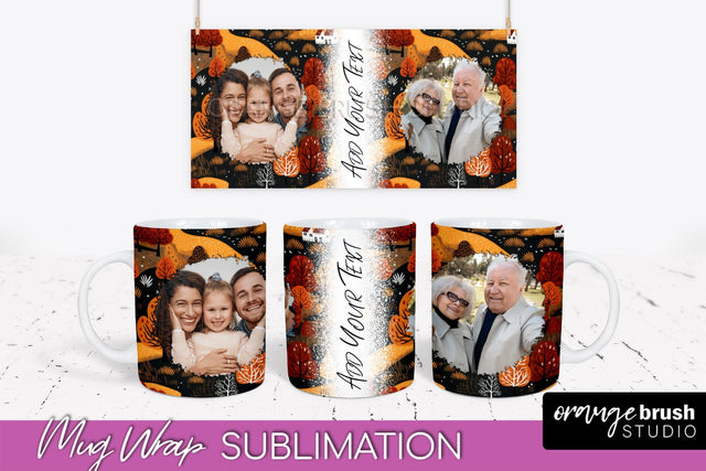 Fall Photo Frame Mug Wrap - Autumn Mug Sublimation Sublimation OrangeBrushStudio 