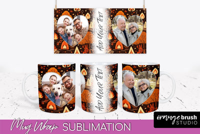 Fall Photo Frame Mug Wrap - Autumn Mug Sublimation Sublimation OrangeBrushStudio 