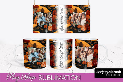 Fall Photo Frame Mug Wrap - Autumn Mug Sublimation Sublimation OrangeBrushStudio 