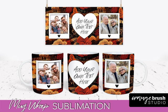Fall Photo Frame Mug Wrap - Autumn Mug Sublimation Sublimation OrangeBrushStudio 