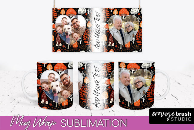 Fall Photo Frame Mug Wrap - Autumn Mug Sublimation Sublimation OrangeBrushStudio 