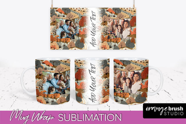 Fall Photo Frame Mug Wrap - Autumn Mug Sublimation Sublimation OrangeBrushStudio 