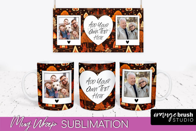 Fall Photo Frame Mug Wrap - Autumn Mug Sublimation Sublimation OrangeBrushStudio 