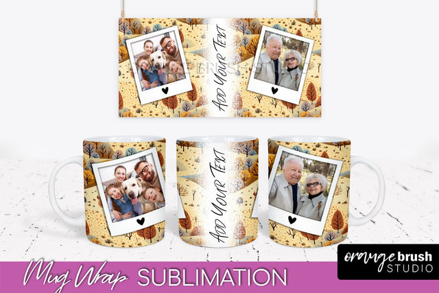 Fall Photo Frame Mug Wrap - Autumn Mug Sublimation Sublimation OrangeBrushStudio 