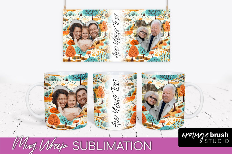 Fall Photo Frame Mug Wrap - Autumn Mug Sublimation Sublimation OrangeBrushStudio 