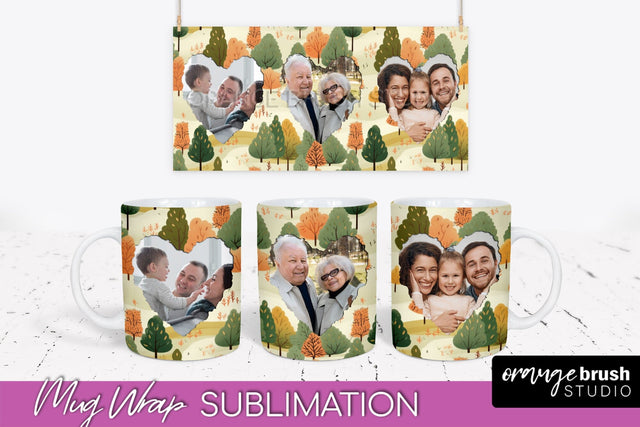 Fall Photo Frame Mug Wrap - Autumn Mug Sublimation Sublimation OrangeBrushStudio 