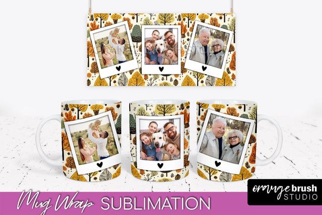 Fall Photo Frame Mug Wrap - Autumn Mug Sublimation Sublimation OrangeBrushStudio 