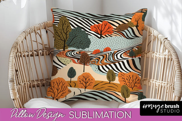 Fall Pillow Cover - Autumn Forest Pillow Sublimation Sublimation OrangeBrushStudio 