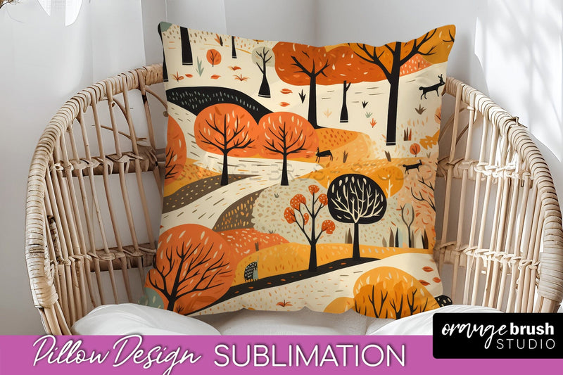 Fall Pillow Cover - Autumn Forest Pillow Sublimation Sublimation OrangeBrushStudio 