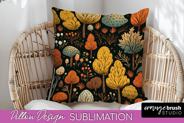 Fall Pillow Cover - Autumn Forest Pillow Sublimation Sublimation OrangeBrushStudio 