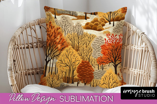 Fall Pillow Cover - Autumn Forest Pillow Sublimation Sublimation OrangeBrushStudio 