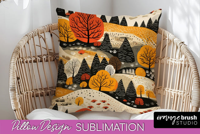 Fall Pillow Cover - Autumn Forest Pillow Sublimation Sublimation OrangeBrushStudio 