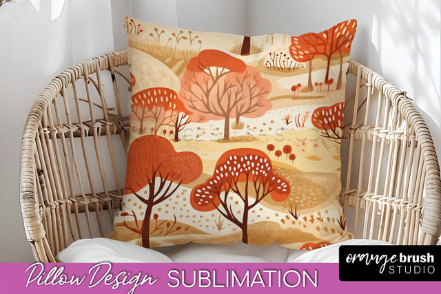 Fall Pillow Cover - Autumn Forest Pillow Sublimation Sublimation OrangeBrushStudio 