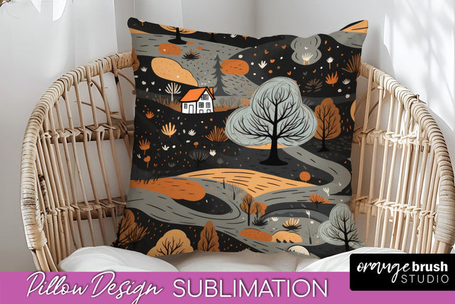 Fall Pillow Cover - Autumn Forest Pillow Sublimation Sublimation OrangeBrushStudio 