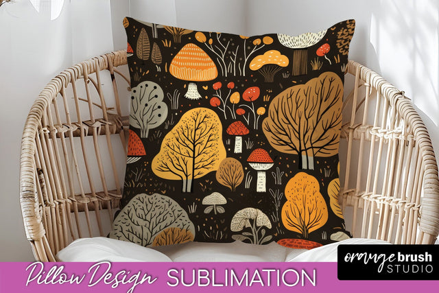 Fall Pillow Cover - Autumn Forest Pillow Sublimation Sublimation OrangeBrushStudio 