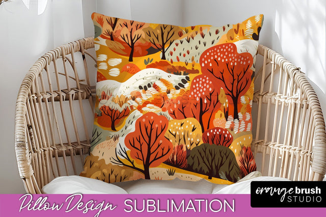 Fall Pillow Cover - Autumn Forest Pillow Sublimation Sublimation OrangeBrushStudio 
