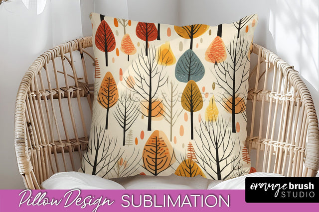Fall Pillow Cover - Autumn Forest Pillow Sublimation Sublimation OrangeBrushStudio 
