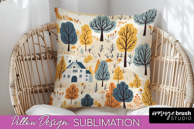 Fall Pillow Cover - Autumn Forest Pillow Sublimation Sublimation OrangeBrushStudio 
