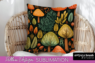 Fall Pillow Cover - Autumn Forest Pillow Sublimation Sublimation OrangeBrushStudio 