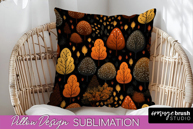 Fall Pillow Cover - Autumn Forest Pillow Sublimation Sublimation OrangeBrushStudio 