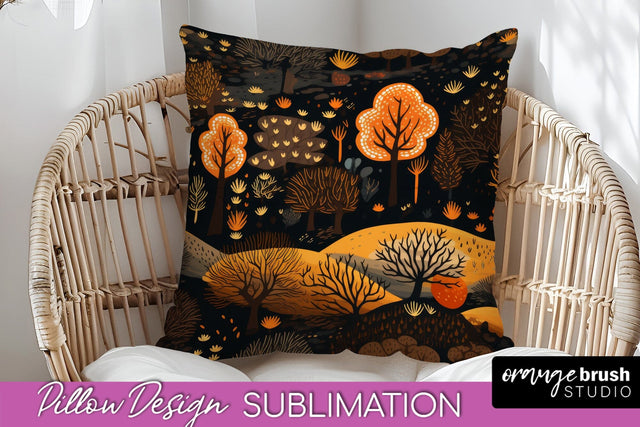 Fall Pillow Cover - Autumn Forest Pillow Sublimation Sublimation OrangeBrushStudio 