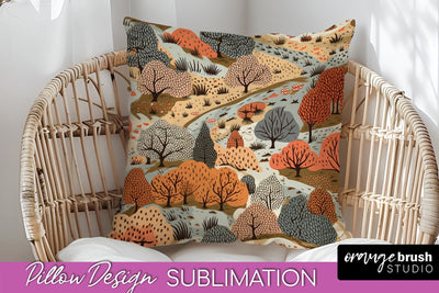 Fall Pillow Cover - Autumn Forest Pillow Sublimation Sublimation OrangeBrushStudio 