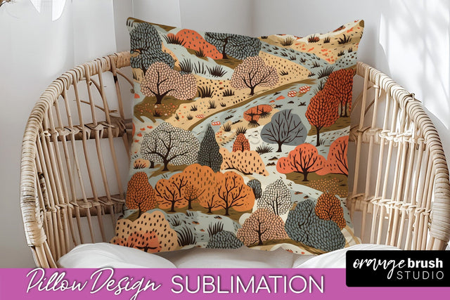 Fall Pillow Cover - Autumn Forest Pillow Sublimation Sublimation OrangeBrushStudio 