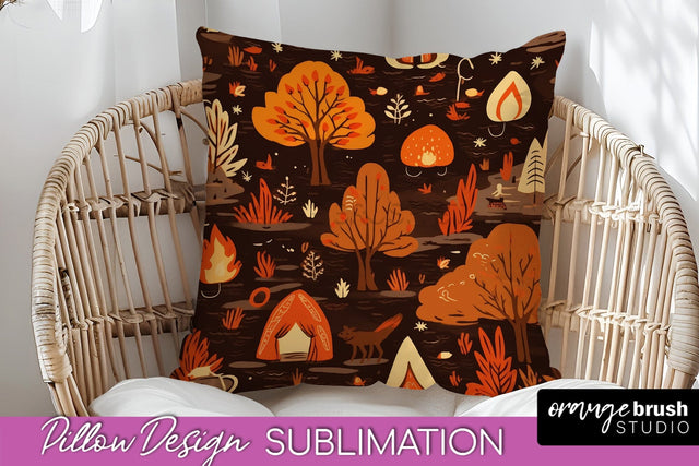 Fall Pillow Cover - Autumn Forest Pillow Sublimation Sublimation OrangeBrushStudio 