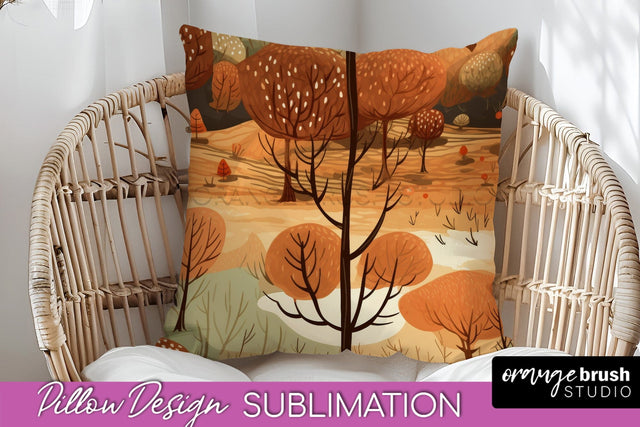 Fall Pillow Cover - Autumn Forest Pillow Sublimation Sublimation OrangeBrushStudio 