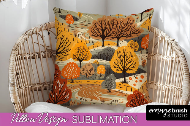 Fall Pillow Cover - Autumn Forest Pillow Sublimation Sublimation OrangeBrushStudio 