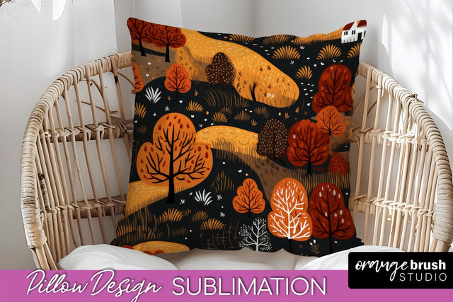 Fall Pillow Cover - Autumn Forest Pillow Sublimation Sublimation OrangeBrushStudio 