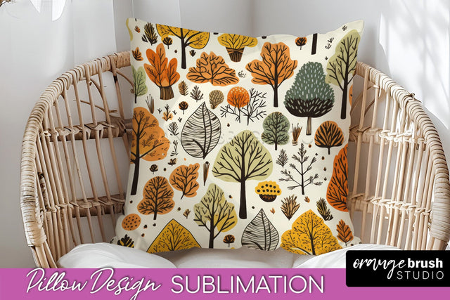 Fall Pillow Cover - Autumn Forest Pillow Sublimation Sublimation OrangeBrushStudio 