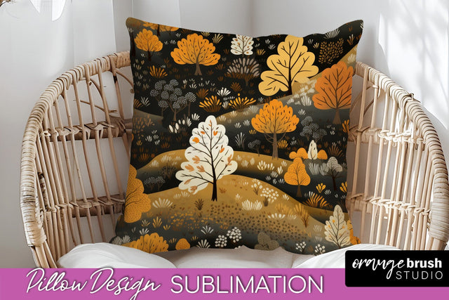 Fall Pillow Cover - Autumn Forest Pillow Sublimation Sublimation OrangeBrushStudio 