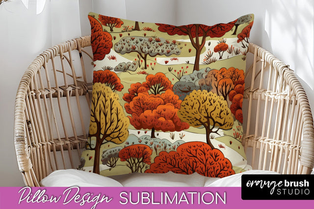 Fall Pillow Cover - Autumn Forest Pillow Sublimation Sublimation OrangeBrushStudio 