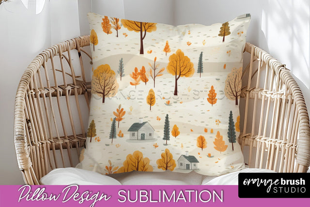 Fall Pillow Cover - Autumn Forest Pillow Sublimation Sublimation OrangeBrushStudio 