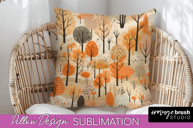 Fall Pillow Cover - Autumn Forest Pillow Sublimation Sublimation OrangeBrushStudio 