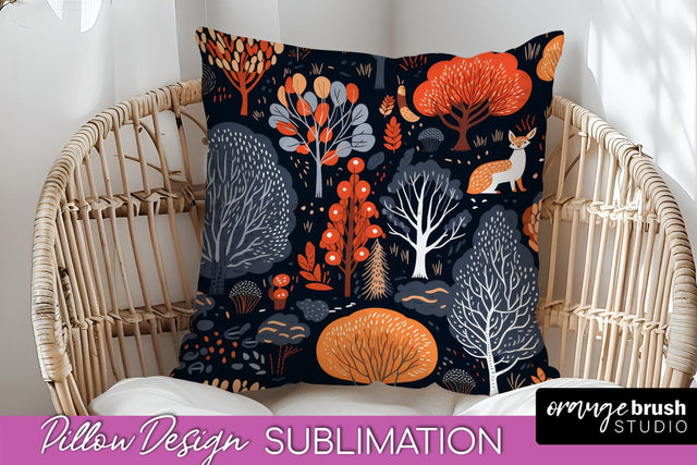 Fall Pillow Cover - Autumn Forest Pillow Sublimation Sublimation OrangeBrushStudio 