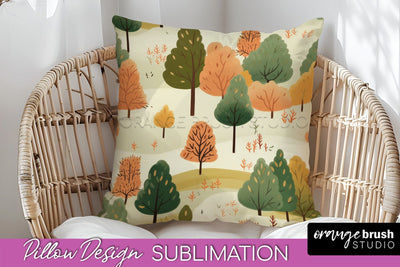 Fall Pillow Cover - Autumn Forest Pillow Sublimation Sublimation OrangeBrushStudio 