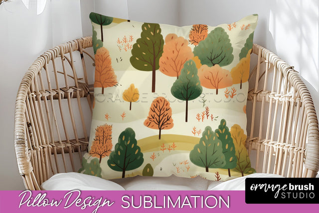 Fall Pillow Cover - Autumn Forest Pillow Sublimation Sublimation OrangeBrushStudio 