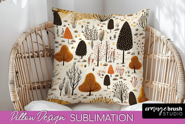 Fall Pillow Cover - Autumn Forest Pillow Sublimation Sublimation OrangeBrushStudio 