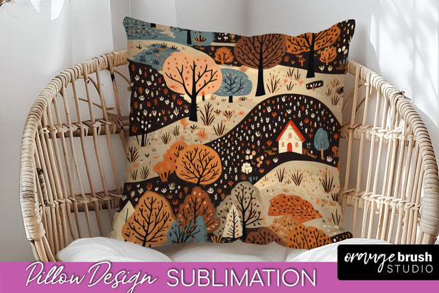 Fall Pillow Cover - Autumn Forest Pillow Sublimation Sublimation OrangeBrushStudio 