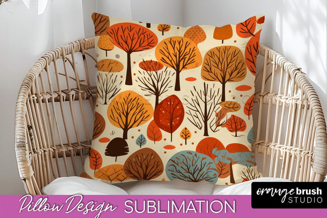 Fall Pillow Cover - Autumn Forest Pillow Sublimation Sublimation OrangeBrushStudio 