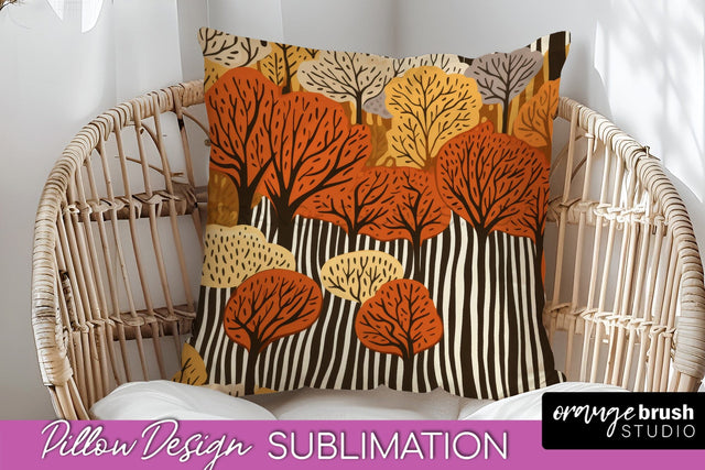 Fall Pillow Cover - Autumn Forest Pillow Sublimation Sublimation OrangeBrushStudio 