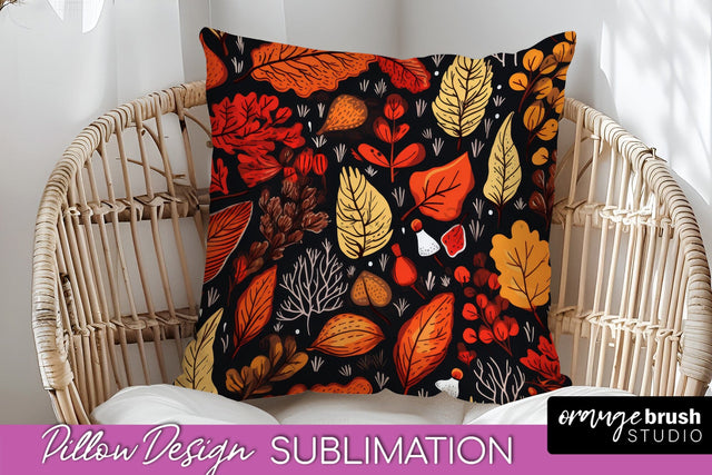 Fall Pillow Cover - Autumn Forest Pillow Sublimation Sublimation OrangeBrushStudio 