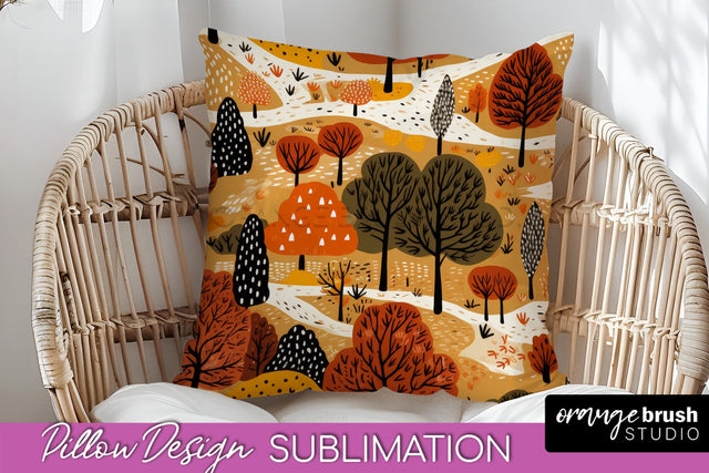 Fall Pillow Cover - Autumn Forest Pillow Sublimation Sublimation OrangeBrushStudio 