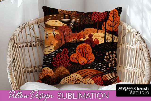 Fall Pillow Cover - Autumn Forest Pillow Sublimation Sublimation OrangeBrushStudio 