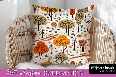 Fall Pillow Cover - Autumn Forest Pillow Sublimation Sublimation OrangeBrushStudio 