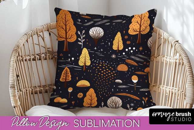 Fall Pillow Cover - Autumn Forest Pillow Sublimation Sublimation OrangeBrushStudio 