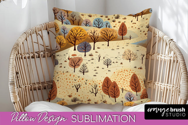 Fall Pillow Cover - Autumn Forest Pillow Sublimation Sublimation OrangeBrushStudio 